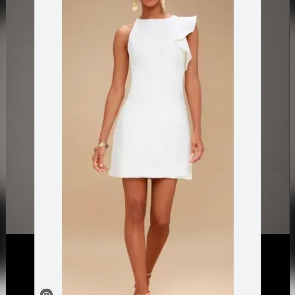 *Lulu’s Dinah White One Shoulder Ruffle Mini Dress XXS Bridal Grad Party